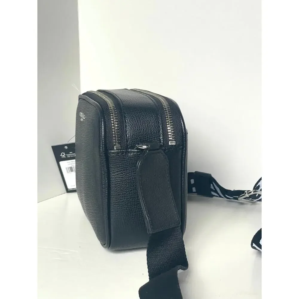 Karl Lagerfeld Paris Maybelle Camera Crossbody Bag Black Double Zip